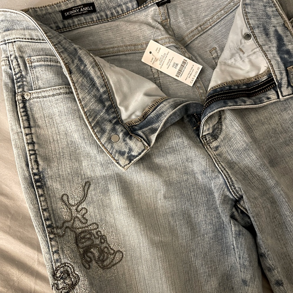 WHBM Ball Chain Embellished Skinny Jeans